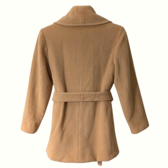 Ellen Tracy Wool Angora Blend Trench Coat With Belt Camel Size 6 - Picture 4 of 5